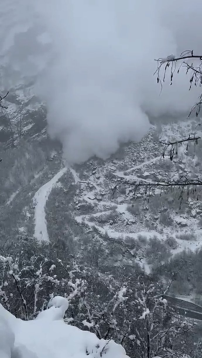 Avalanche in an alpine gully